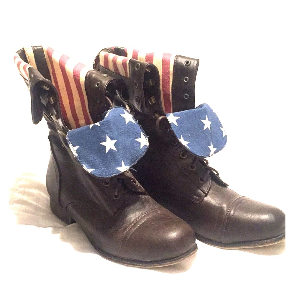 American flag themed combat boots